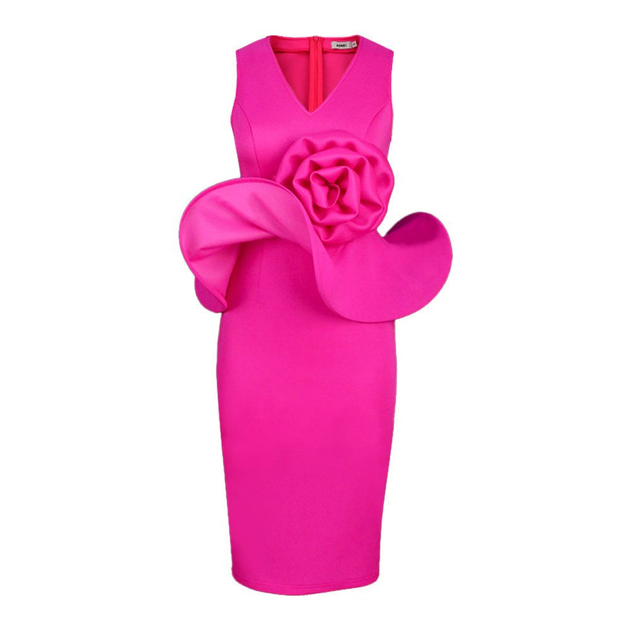 Elvira | Women's Bodycon Ruffle Dress in Magenta