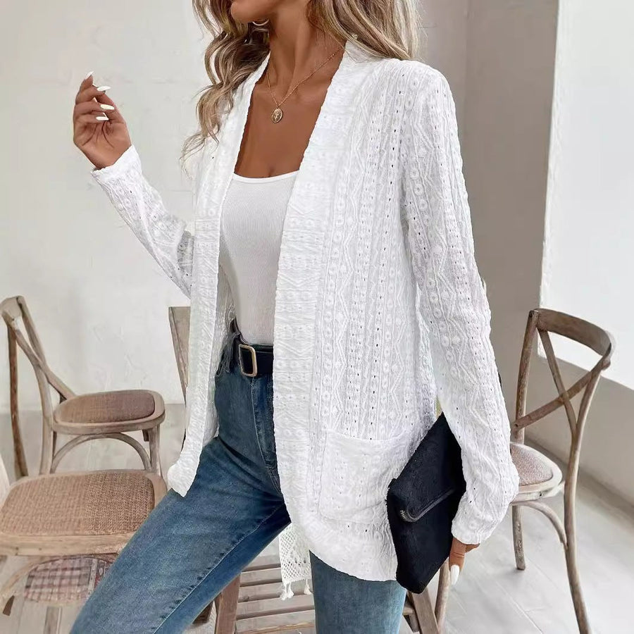 Elvira | Women's Knit Elegant Cardigan in White