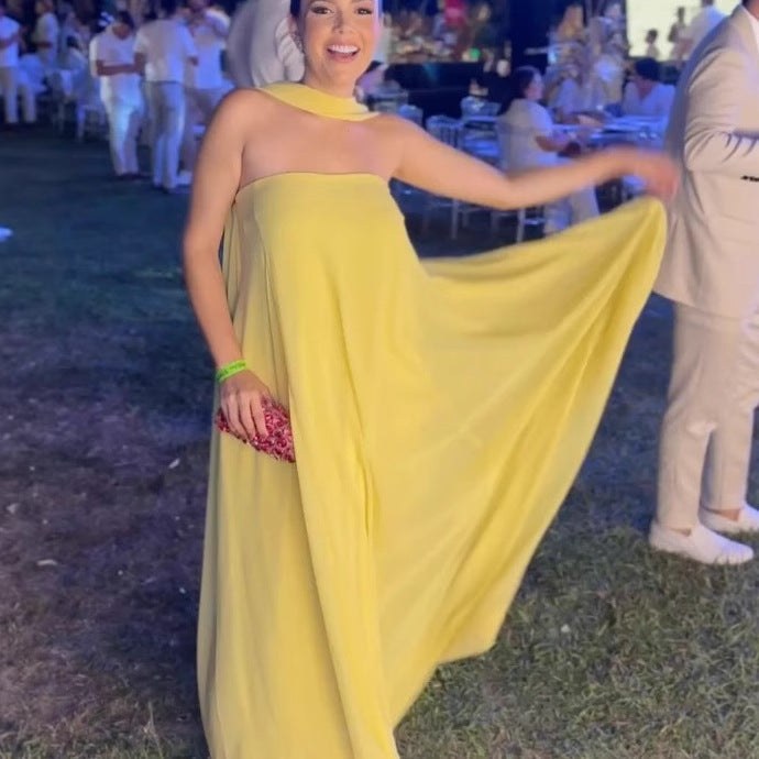 Elysande | Women's Flowing Maxi Dress in Yellow