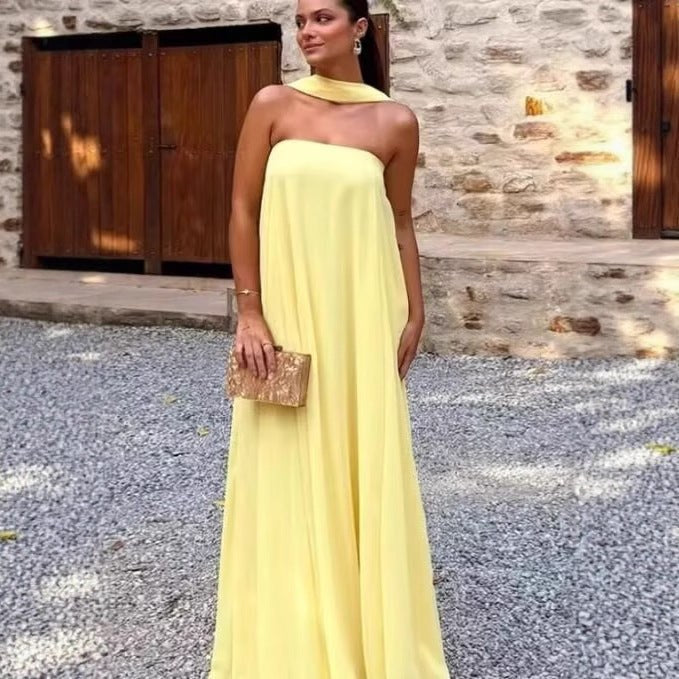 Elysande | Women's Flowing Maxi Dress in Yellow