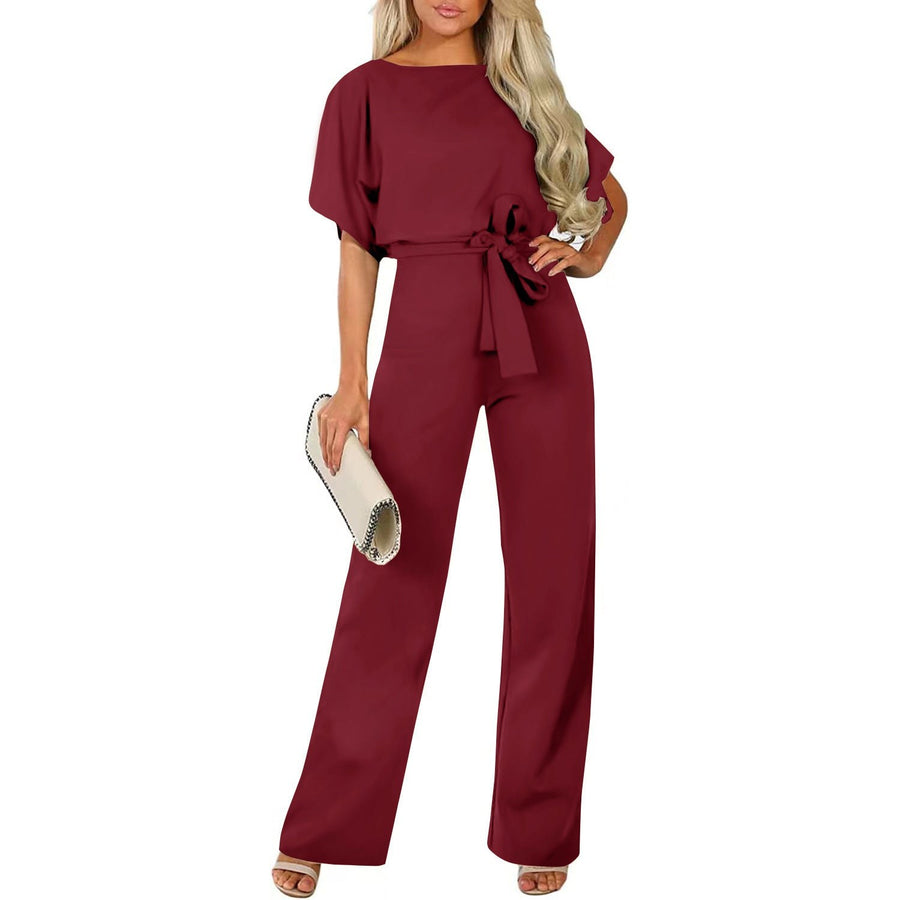 Emeline | Women's Tie Belt Belted Jumpsuit