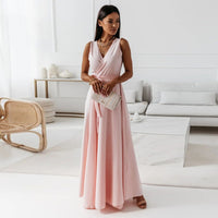 Emerance | Women's Wrap Style Wedding Guest Maxi Dress in Light Pink