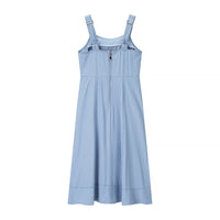 Emerentia | Women's Button Detail Pockets Maxi Dress in Denim Blue
