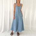 Emerentia | Women's Button Detail Pockets Maxi Dress