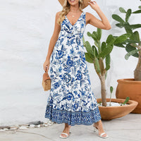 Emilia | Women's Voluminous Floral Maxi Dress in Blue