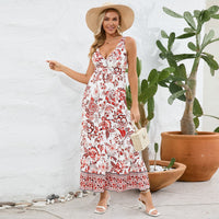 Emilia | Women's Voluminous Floral Maxi Dress in Red