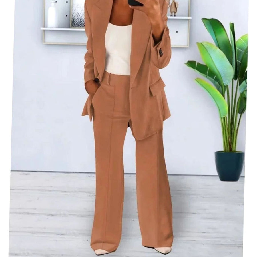 Emma | Women's Tailored Two-Piece Blazer Suit Set Wide-Leg Pants in Bronze