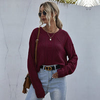Emmeline | Women's Knit Sweater in Wine Red