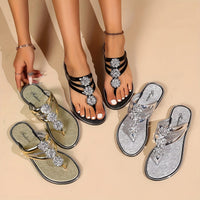 Enid | Women's Rhinestone T-Strap Flat Sandals
