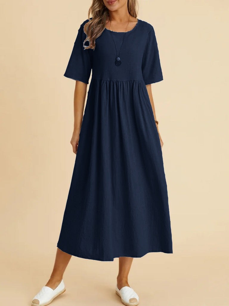 Eostre | Women's Short Sleeve Maxi Dress in Blue