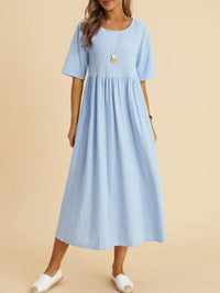 Eostre | Women's Short Sleeve Maxi Dress in Light Blue