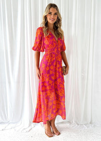 Ephrosyne | Women's Floral Long Sleeve Wedding Guest Midi Dress