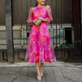 Erendira | Women's Long Sleeve Floral Wedding Guest Midi Dress