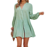 Erica | Women's Button-Front Casual Blouse in Gray