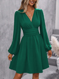 Ermelinda | Women's Puff Sleeve Elegant Wrap Dress in Green