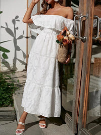 Ermengarde | Women's Off-Shoulder Tiered Wedding Guest Midi Dress