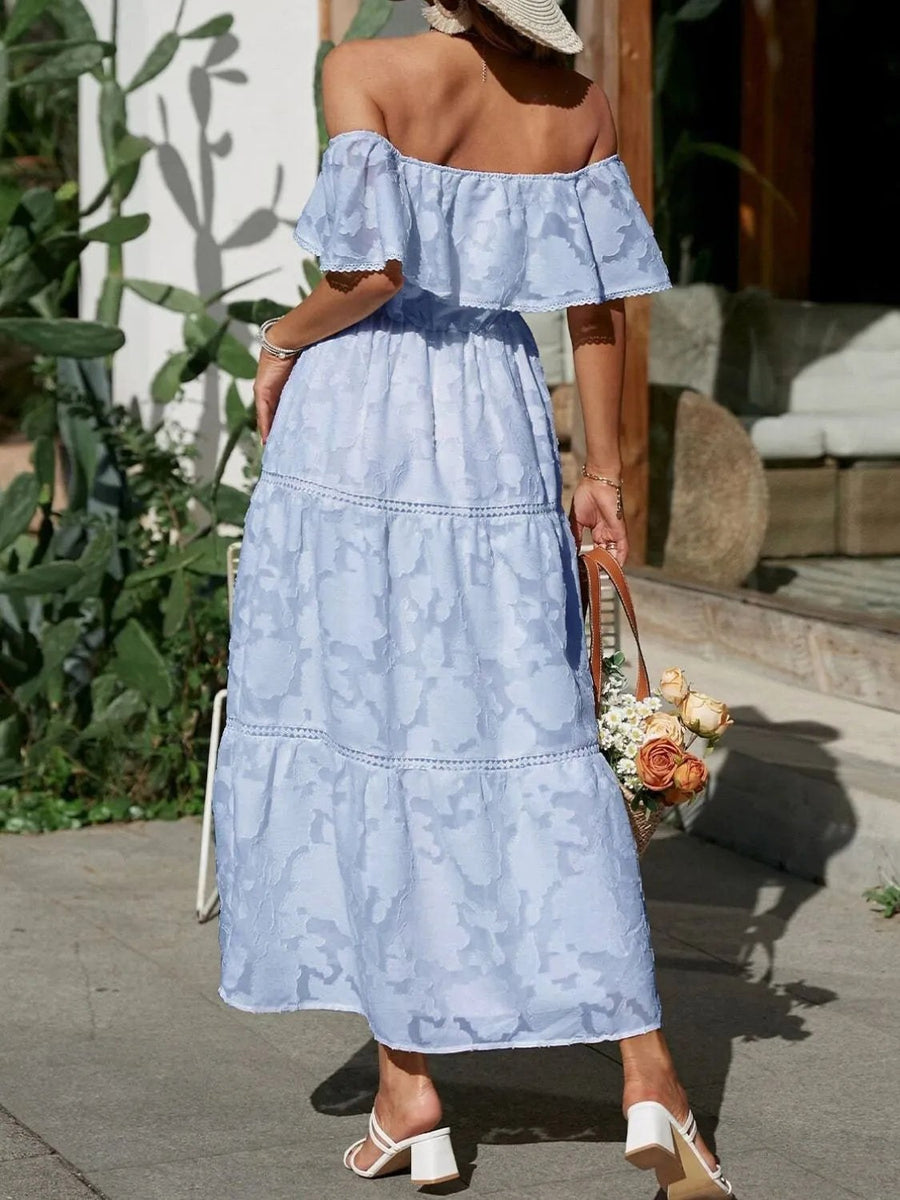 Ermengarde | Women's Off-Shoulder Tiered Wedding Guest Midi Dress