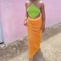 Ermengarde | Women's Maxi Skirt in Orange