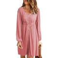 Ermentrude | Women's Elastic Waist Button-Front Dress – Casual Dress