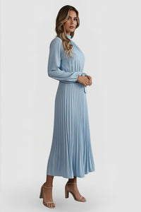 Esclarmonde | Women's Pleated Mock Neck Wedding Guest Midi Dress
