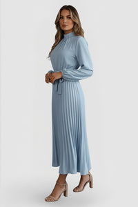 Esclarmonde | Women's Pleated Mock Neck Wedding Guest Midi Dress