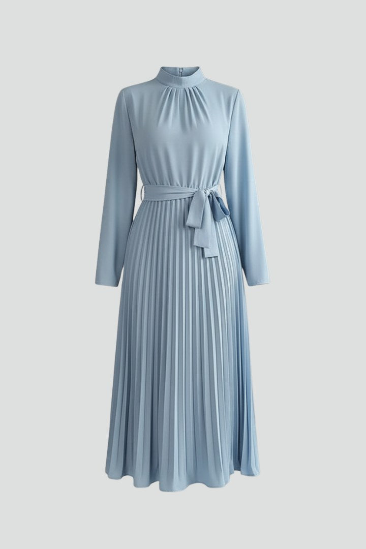 Esclarmonde | Women's Pleated Mock Neck Wedding Guest Midi Dress