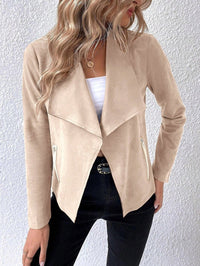 Esme | Women's Zip Asymmetric Pockets Elegant Jacket in Apricot