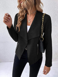 Esme | Women's Zip Asymmetric Pockets Elegant Jacket in Black