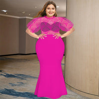 Esme | Women's Bodycon Long Sleeve Lace Elegant Dress in Magenta