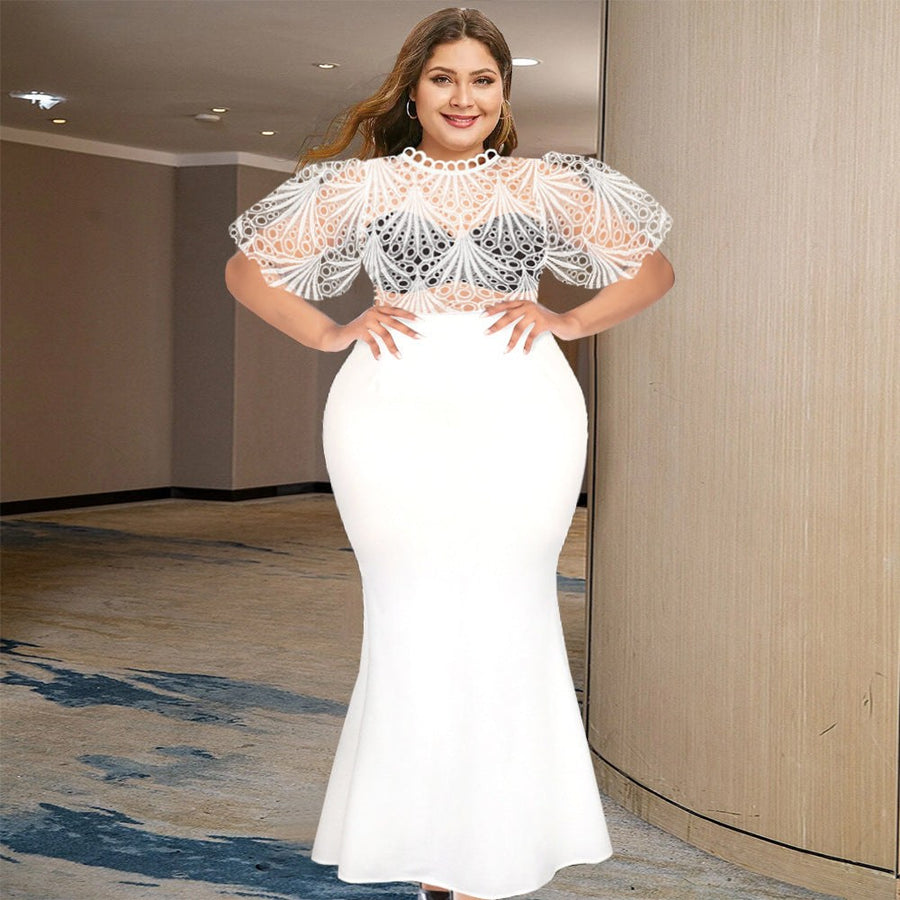 Esme | Women's Bodycon Long Sleeve Lace Elegant Dress in White
