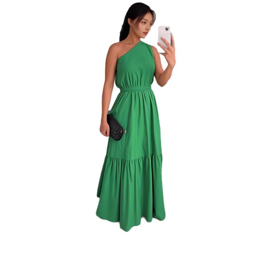 Esmeralda | Women's Waist Belt Asymmetric Belted Elegant Maxi Dress