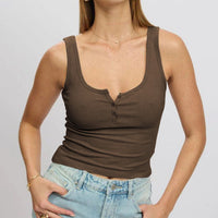 Esmeray | Women's Button-Front Top in Coffee