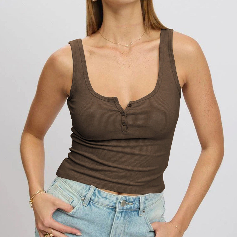 Esmeray | Women's Button-Front Top in Coffee