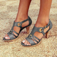 Esperanza | Women's Structured Ankle Strap Sandals in Gray