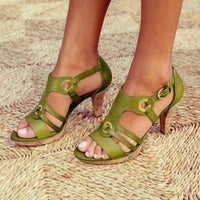 Esperanza | Women's Structured Ankle Strap Sandals in Green