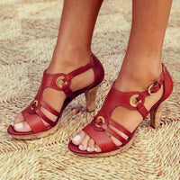 Esperanza | Women's Structured Ankle Strap Sandals in Red