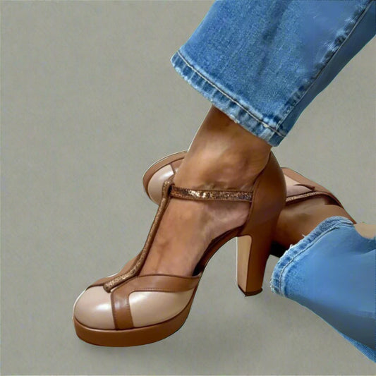 Estella | Women's T-Strap Platform Design Heels