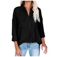 Estella | Women's Pockets Casual Blouse in Black
