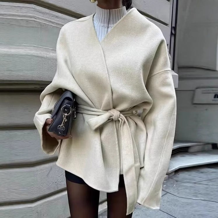 Esther | Women's Belted Elegant Jacket in Ivory