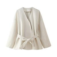 Esther | Women's Belted Elegant Jacket in Ivory