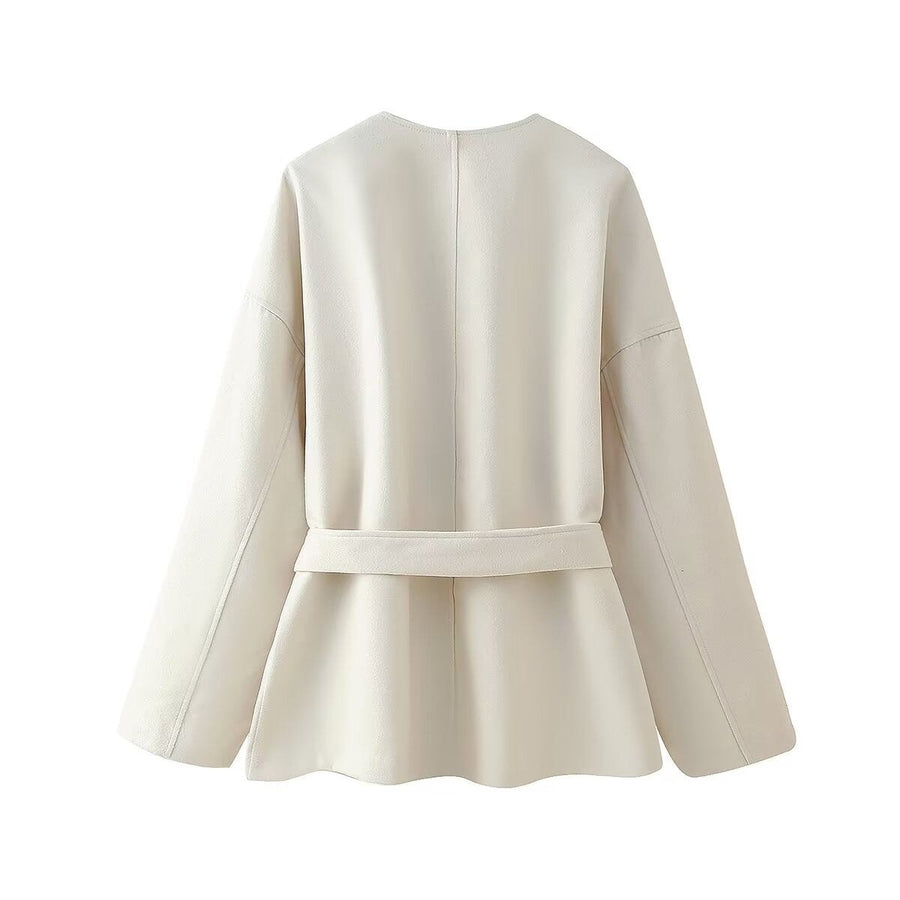 Esther | Women's Belted Elegant Jacket in Ivory