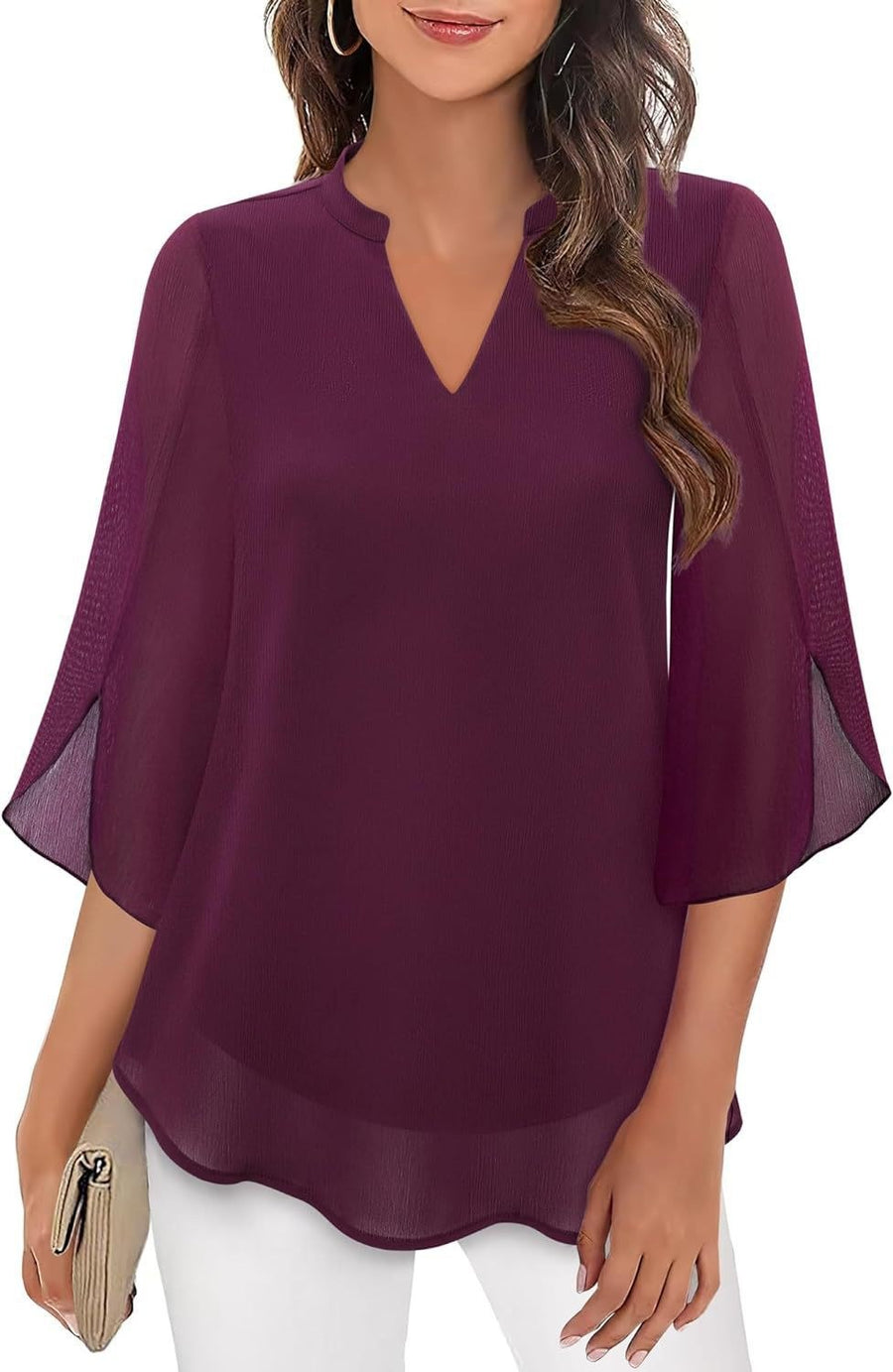 Estrella | Women's Blouse in Burg Er Red