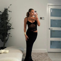 Estrella | Women's Asymmetric Elegant Maxi Dress in Black