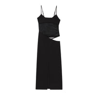 Estrella | Women's Asymmetric Elegant Maxi Dress in Black