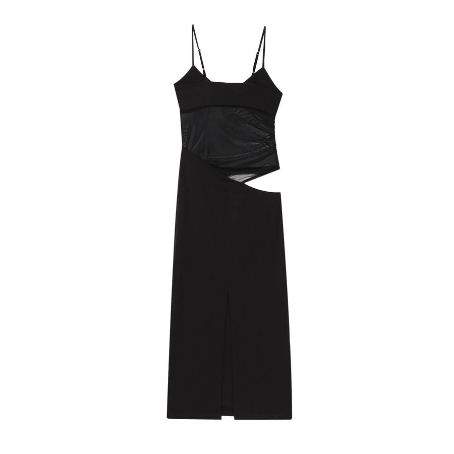 Estrella | Women's Asymmetric Elegant Maxi Dress in Black