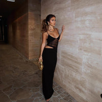 Estrella | Women's Asymmetric Elegant Maxi Dress in Black