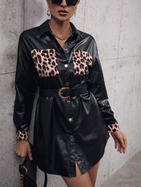 Ethelburga | Women's Belted Shirt Dress in Black