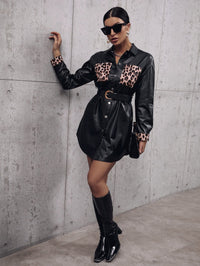 Ethelburga | Women's Belted Shirt Dress in Black
