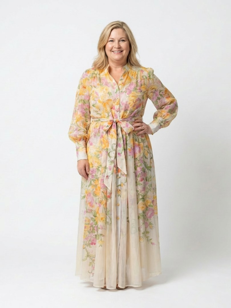 Etheldred | Women's Long Sleeve Floral Maxi Dress