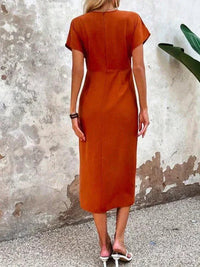 Ethelinda | Women's Wrap V-Neck Wedding Guest Midi Dress